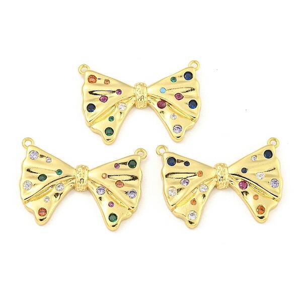 Bowknot Rack Plating Brass Micro Pave Colorful Cubic Zirconia Pendants