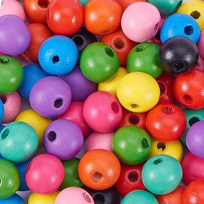 250-300pcs/box Dyed Environmental Colorful Round Wood Beads Sets