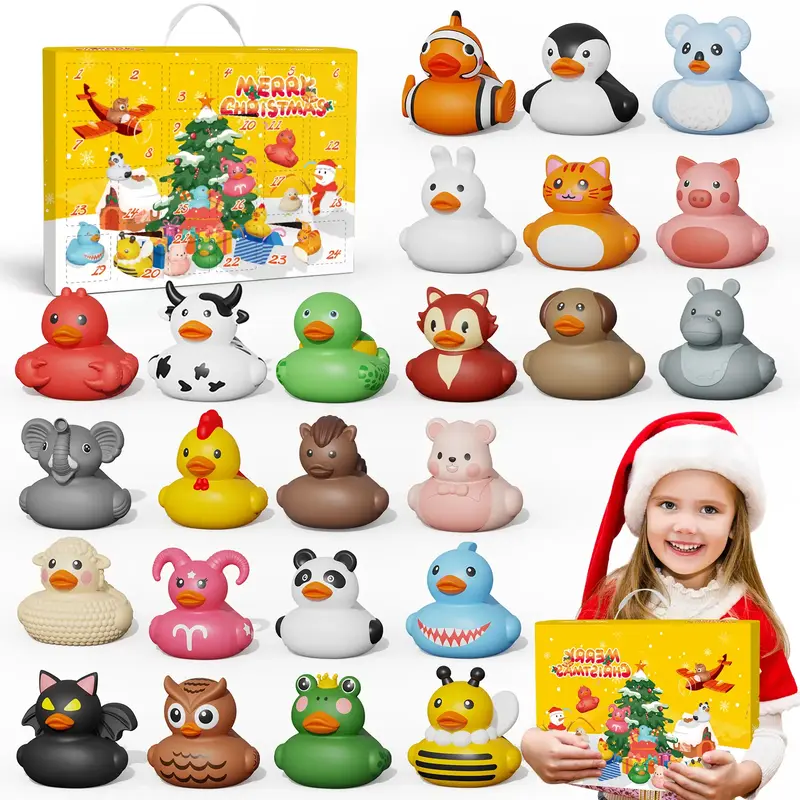 Advent Calendar 2025 Boys & Girls, 24 Days Christmas Countdown Calendar, Rubber Ducks Bath Toys, Toys for Toddler, Christmas ...