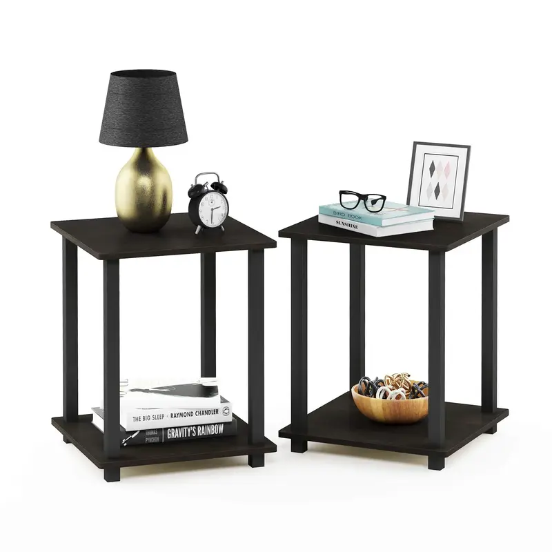 HOMLUX Simplistic End Table Set of Two – Espresso/Black, Modern & Affordable Accent Tables