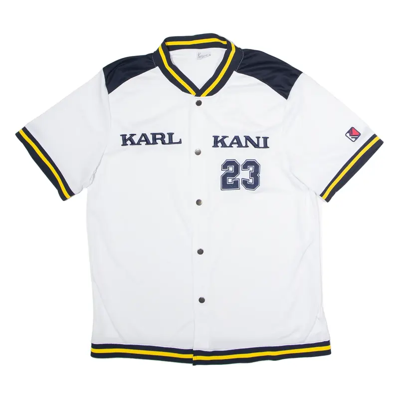 KARL KANI #23 Baseball Mens Jersey White Button Neck L