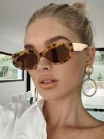 Women's Vintage Leopard Pattern Cat Eye Frames Sunglasses, Trendy Casual Sunglasses for Everyday Use, Fashion Accessories for...