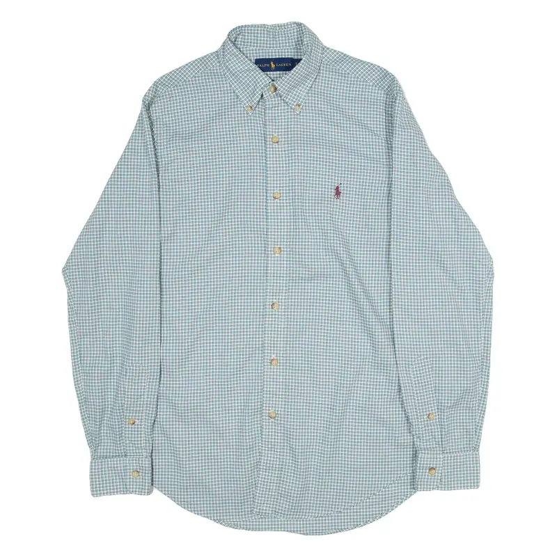 RALPH LAUREN Mens Shirt Green Check Long Sleeve S