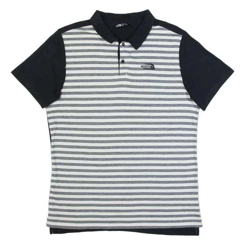 THE NORTH FACE Mens Polo Shirt Black Striped M