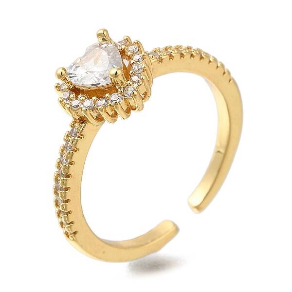 Rack Plating Brass Micro Pave Cubic Zirconia Open Cuff Rings for Women
