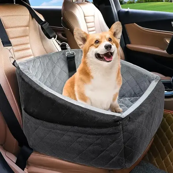 Yunpawpet Dog Car Seat for Small Medium Dogs Under 35lbs, Washable Booster Seat with Storage Pockets, Dog Bed Pet Travel Acce...