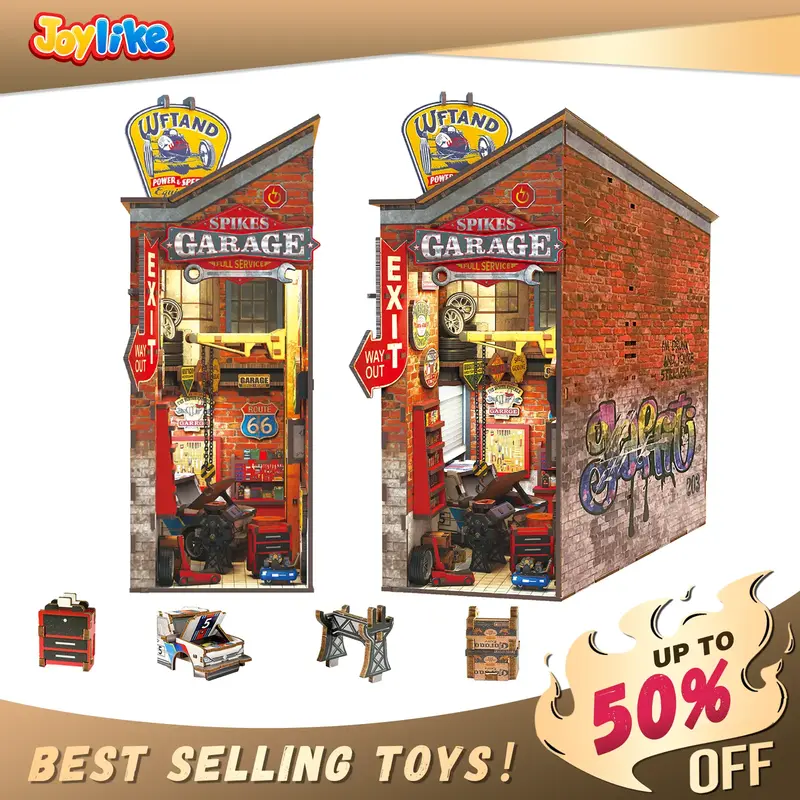 JOYLIKE 3D Wooden Garage Puzzle Miniature Book Nook Kits for Adults Teen, Book Nook Kit DIY Dollhouse, Bookshelf Insert Decor...
