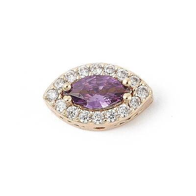 Brass Micro Pave Cubic Zirconia Beads