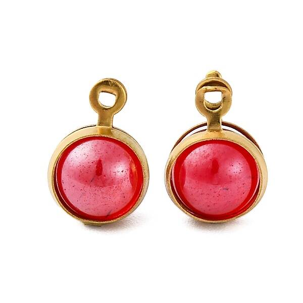304 Stainless Steel Wrapped Dyed Natural Quartz Round Charms