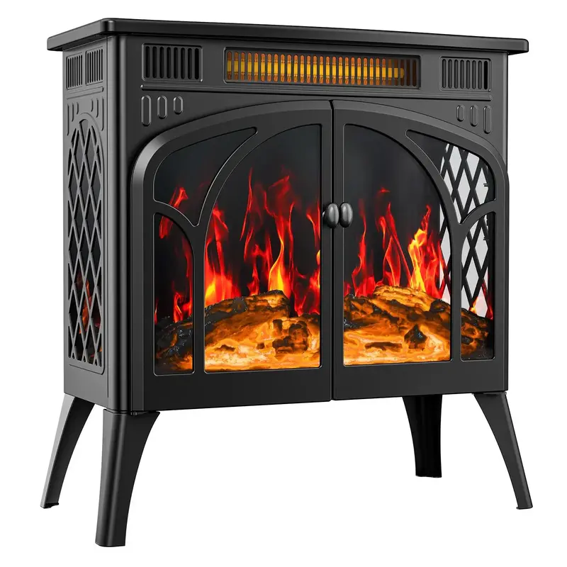 [Live Only] R.W.FLAME Electric Fireplace Stove Heater, 3D Infrared Fireplace, 5100BTU MAX 1500W,All-Metal Design,Adjustable B...