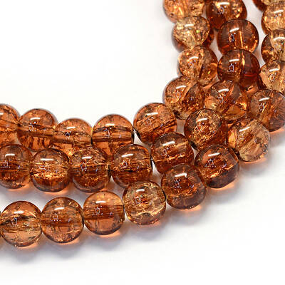Baking Painted Transparent Crackle Glass Round Bead Strands