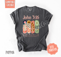 John 3:16 Shirt Comfort Colors, Cute Religious TShirt, Trendy Floral Bible Tee, Gift for Her