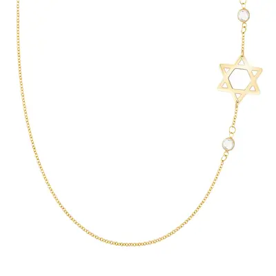 Gold Vermeil Personalized Birthstone & Star Of David Necklace for Women