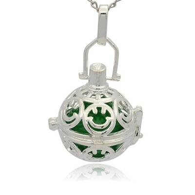 Silver Color Plated Brass Hollow Round Cage Pendants