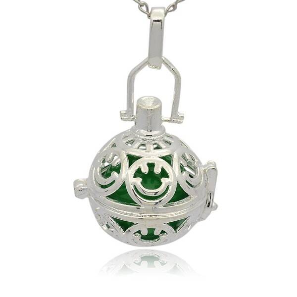 Silver Color Plated Brass Hollow Round Cage Pendants