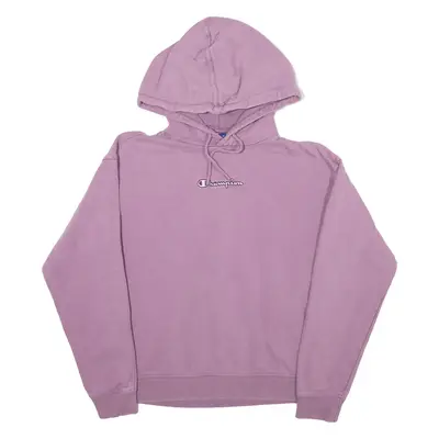 CHAMPION Cropped Hoodie Purple Pullover Womens S
