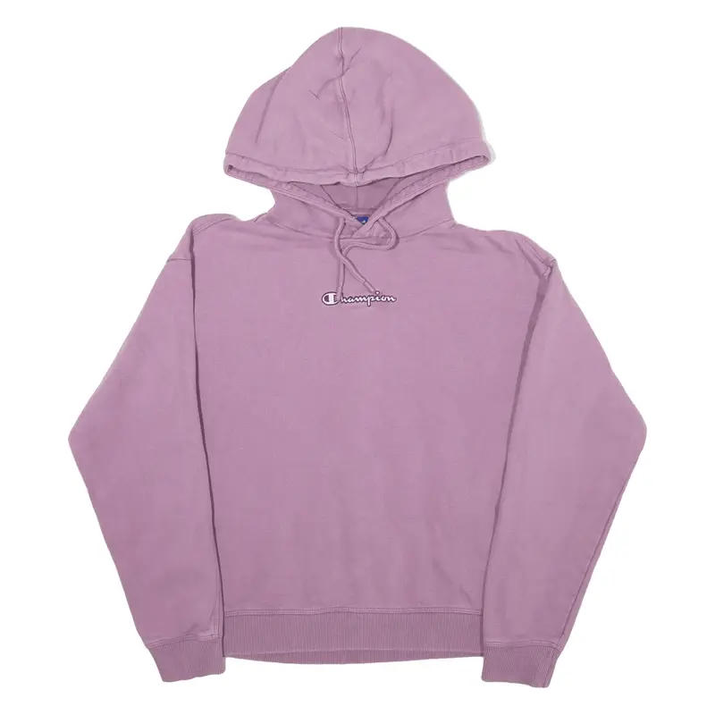CHAMPION Cropped Hoodie Purple Pullover Womens S