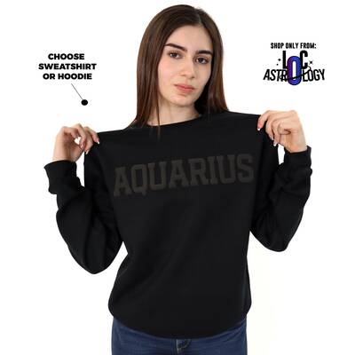 Black Zodiac Puff Print Top Unisex, Choose Sweatshirt or Hoodie, Astrology Apparel