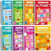 GISGFIM 8 Pieces Magic Grooved Writing Practice Books Disappearing Ink Pens Reusable Groove Workbooks Tracing Handwriting Pra...