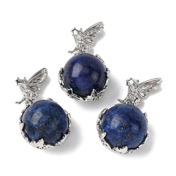 Dyed Natural Lapis Lazuli Round Pendants