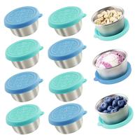 Stainless Steel Sauce Cup with Lid, 2/4/6/8 Counts Reusable Condiment Container, Small Sauce Insulated Container Set for Lun...