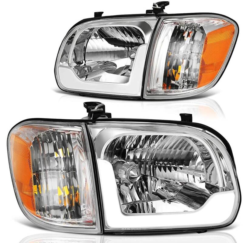 YITAMOTOR® LED DRL 2005-2006 Toyota Tundra SR5/Limited (Double Cab Only) Chrome Housing Headlight Assembly