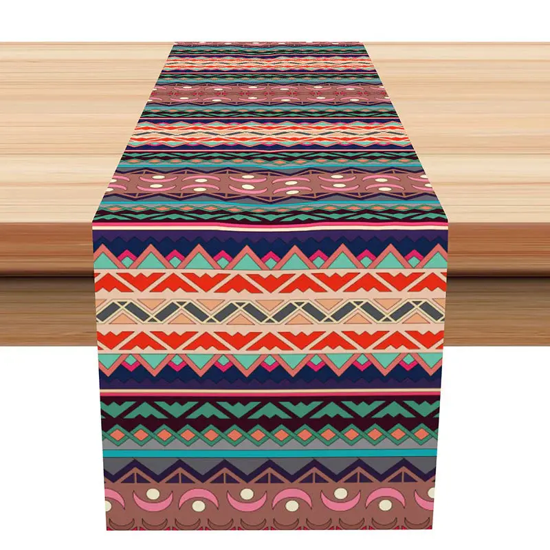 Colorful Ethnic Stripe Patterns Vintage Table Runner - Aperturee