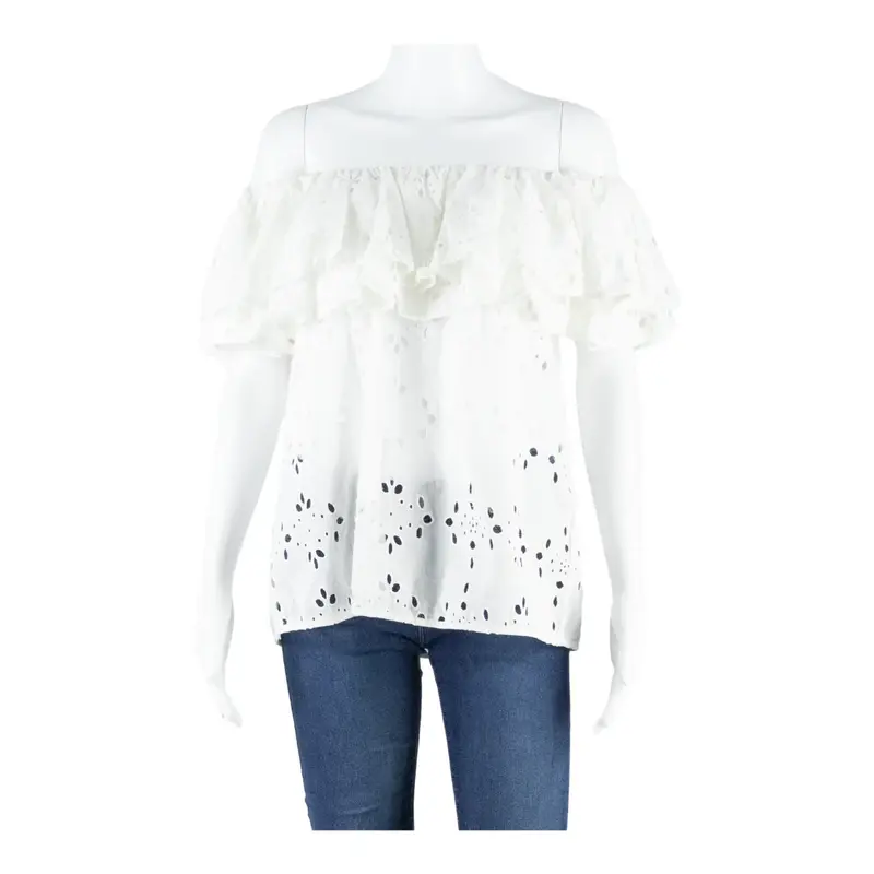 UNITED COLORS OF BENETTON Womens Bardot Top White Off Shoulder M
