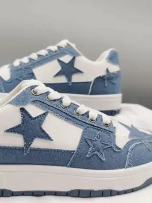 Star Pattern Low Top Training Sneakers for Women for Gift, 2024 Casual Lace Up Lightweight Breathable Comfortable Sports Runn...