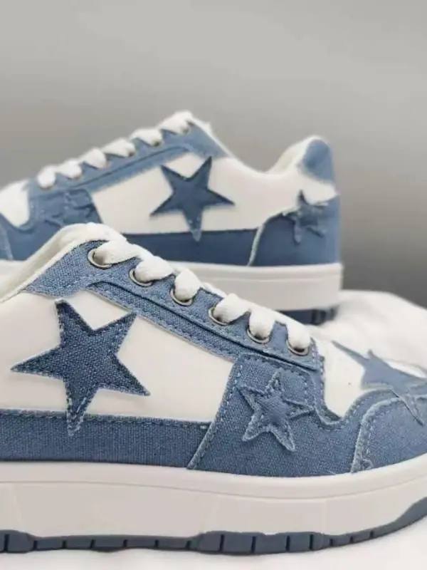 Star Pattern Low Top Training Sneakers for Women for Gift, 2024 Casual Lace Up Lightweight Breathable Comfortable Sports Runn...