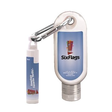 100 Custom 1.9 oz SPF 30 Sunscreen with Carabiner and SPF 15 Lip ...