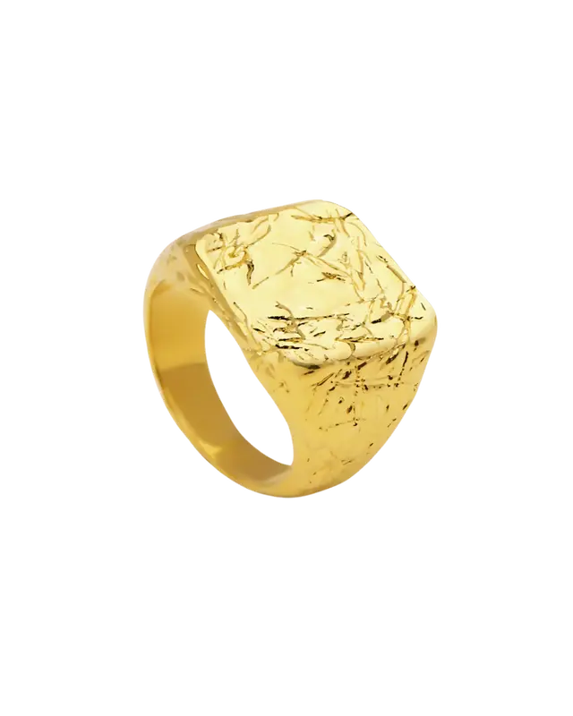 18K Gold Statement Ring - Textured