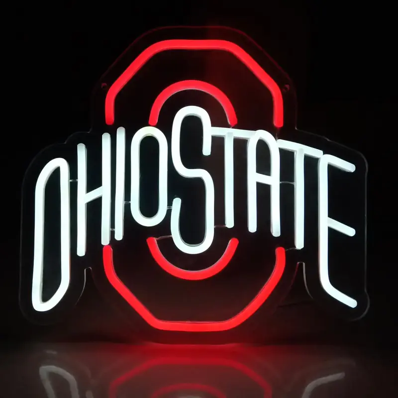 Ohio State Neon Sign, USB Powered Dimmable LED Football Neon Light, Football Neon Sign for Bar, Living Room, University Dormi...