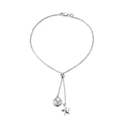 Sterling Silver Starfish & Shell Single Layer Anklet