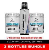 Dragon Pharma L-Carnitine 3000 Essential 3 bottles Bundle: L-Carnitine 3000 Liquid, Creatine 300g, Glutamine 300g