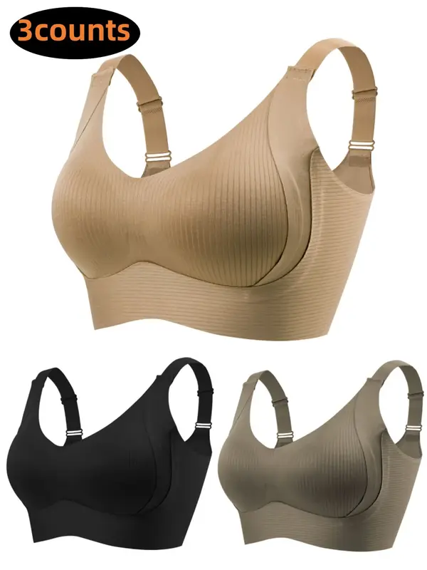 Women's Solid Color Wireless Bra, Comfortable Breathable Seamless Push Up Bra, Softness Underwear for All Seasons