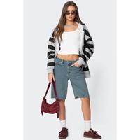 Oversized Low Rise Denim Bermuda Shorts