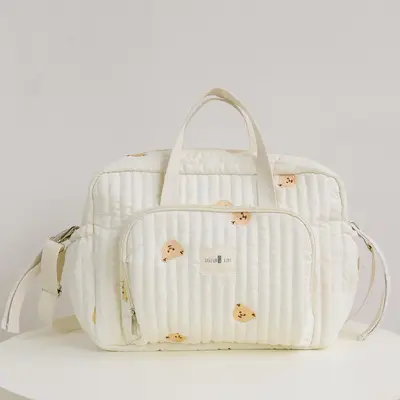 Portable Large Capacity Diaper Bag, 1 Count Quilted Embroidery Travel Bag, Fashionable Diaper Bags for Outdoor Use, Baby Trav...