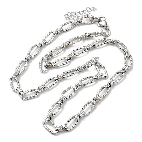 Non-Tarnish 304 Stainless Steel Faceted Oval Link Chain Necklaces