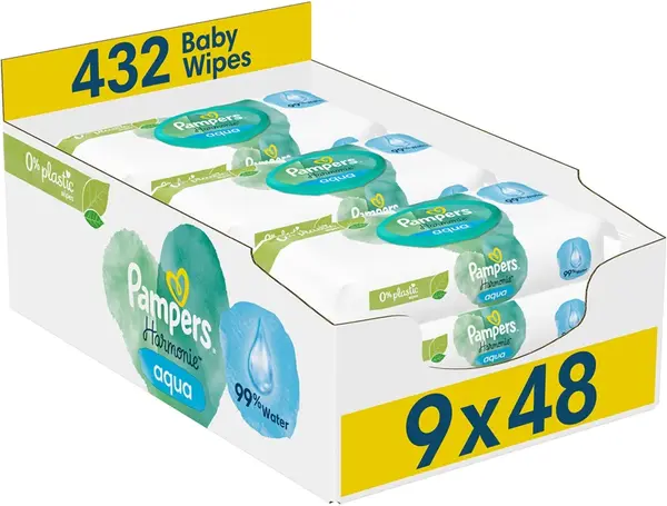 Pampers Harmonie Aqua Baby Wet Wipes 9x48 pcs