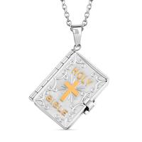 Cross Necklace for Women - Openable Holy Bible Pendant Metal Pages Inside - Bible Necklace for Women Stainless Steel Christia...