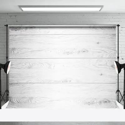 Retro White Grey Stripe Wood Grain Photo Backdrop