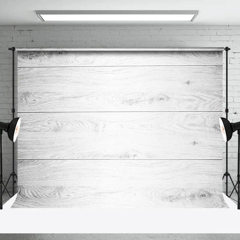 Retro White Grey Stripe Wood Grain Photo Backdrop