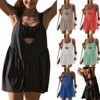 Women 2 Pieces Tennis Dress Sleeveless Workout Mini Dress with Built in Bra and Shorts Cut Out Athletic Outfits