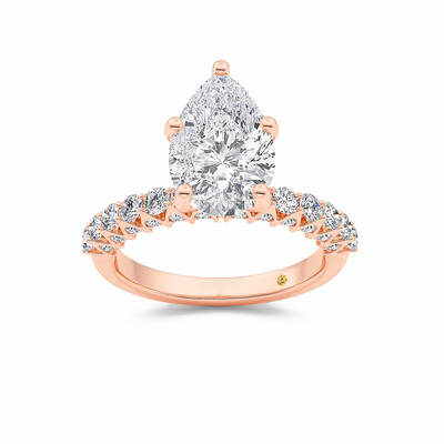 Verda Art Deco Inspired V-Prong Pear Shape  Lab Grown Diamond Engagement Ring | 10K Rose Gold 4 1/4 CT. TW.