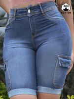 Women's Pocket Design Denim Shorts, Casual Fashion Comfy Denim Shorts for Daily Outdoor Wear, Ladies Basic Bottoms for Summer...
