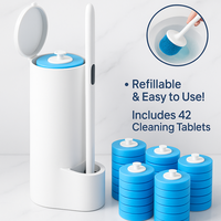 Toilet Cleaning Brush Set with Holder 1 Brush & 42 Disposable Refill Heads, Random Flavor Scrub Heads, Summer Cleaning Essent...