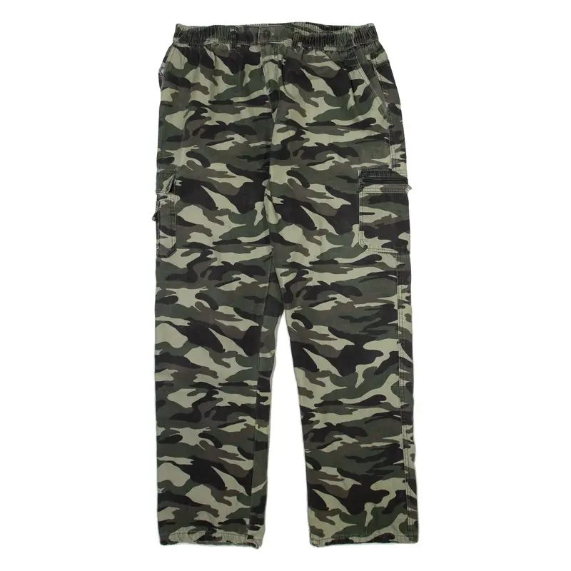 Camo Mens Trousers Green Relaxed Straight W36 L32