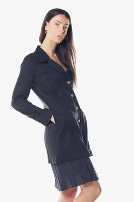 The Grace Long Blazer Dress in Black | Size: S | Color: black