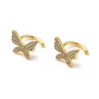 Brass Micro Pave Cubic Zirconia Cuff Earrings